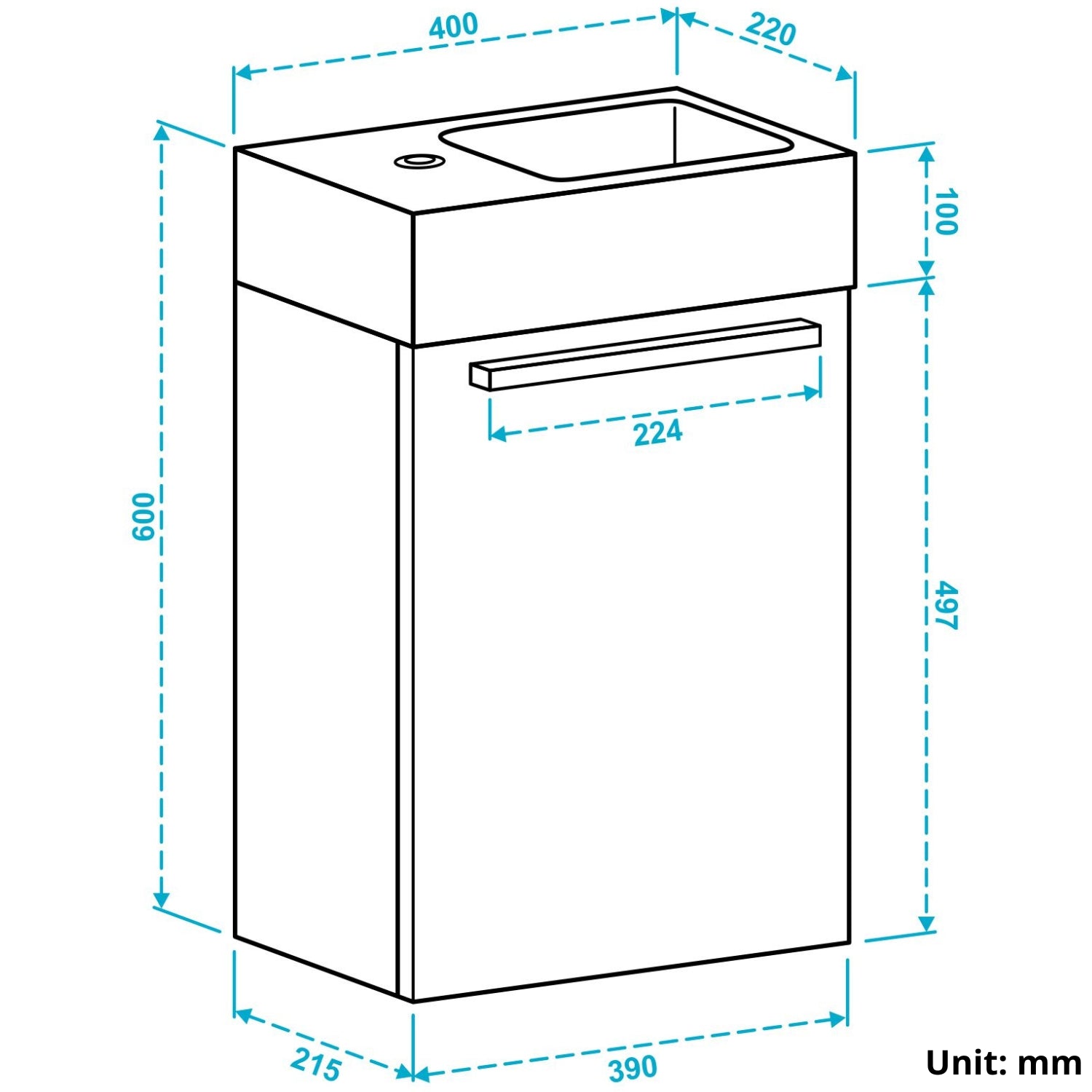 BOMBAY Mat Zwart - Wastafel Wit - lomazoo.com